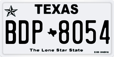 TX license plate BDP8054