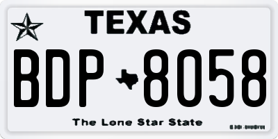 TX license plate BDP8058