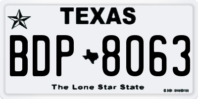 TX license plate BDP8063