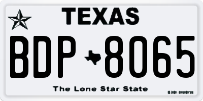 TX license plate BDP8065