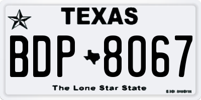 TX license plate BDP8067