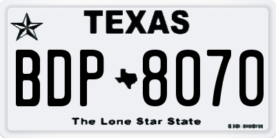 TX license plate BDP8070