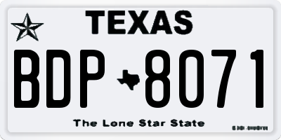 TX license plate BDP8071