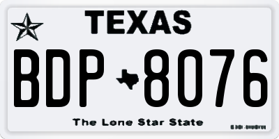 TX license plate BDP8076