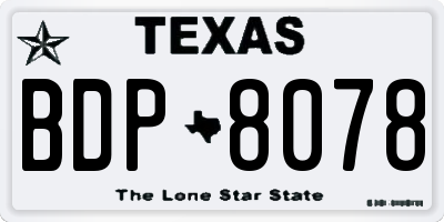 TX license plate BDP8078