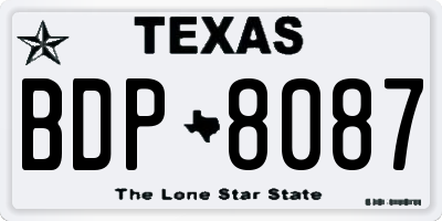 TX license plate BDP8087