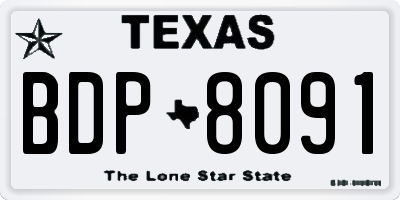 TX license plate BDP8091