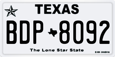 TX license plate BDP8092