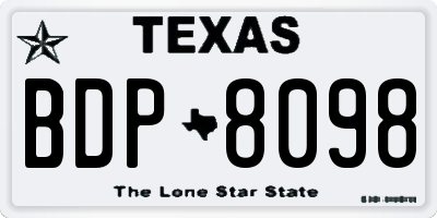 TX license plate BDP8098