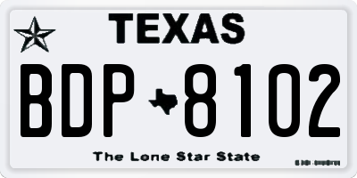 TX license plate BDP8102