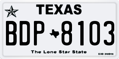 TX license plate BDP8103