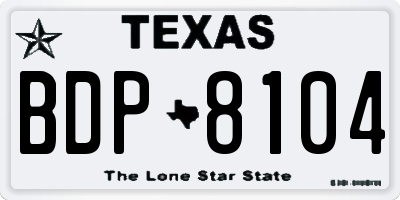 TX license plate BDP8104