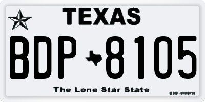 TX license plate BDP8105