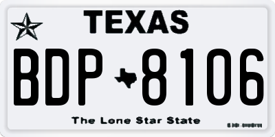 TX license plate BDP8106