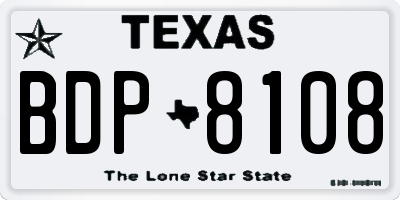 TX license plate BDP8108