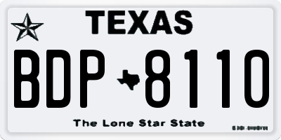 TX license plate BDP8110