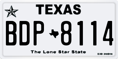 TX license plate BDP8114
