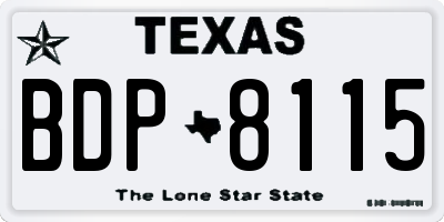 TX license plate BDP8115