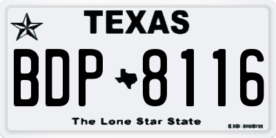 TX license plate BDP8116