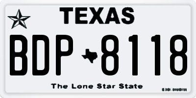 TX license plate BDP8118