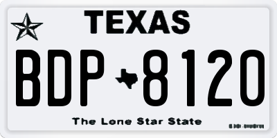TX license plate BDP8120
