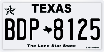 TX license plate BDP8125