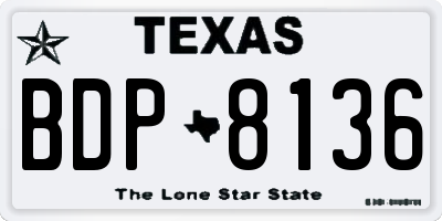 TX license plate BDP8136