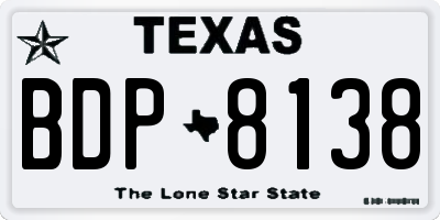 TX license plate BDP8138