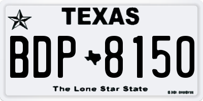 TX license plate BDP8150