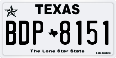 TX license plate BDP8151