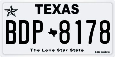 TX license plate BDP8178