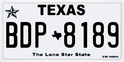 TX license plate BDP8189