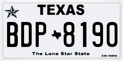 TX license plate BDP8190