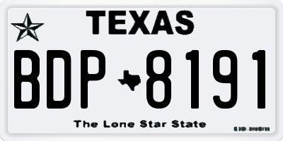 TX license plate BDP8191