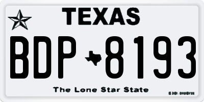 TX license plate BDP8193