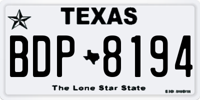 TX license plate BDP8194