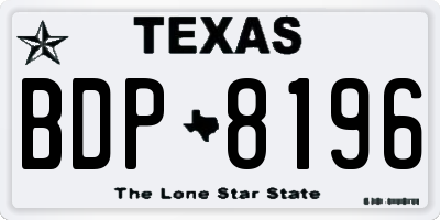 TX license plate BDP8196