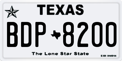 TX license plate BDP8200