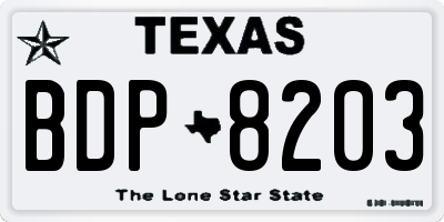 TX license plate BDP8203