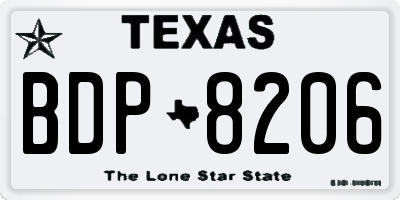 TX license plate BDP8206