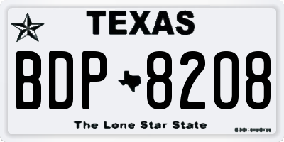 TX license plate BDP8208