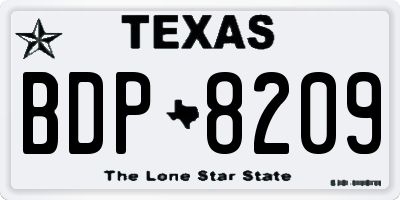 TX license plate BDP8209