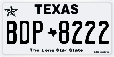 TX license plate BDP8222