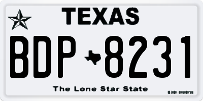 TX license plate BDP8231
