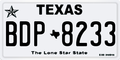 TX license plate BDP8233