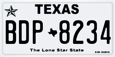 TX license plate BDP8234