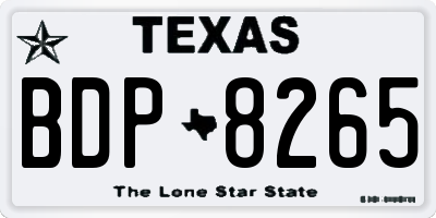 TX license plate BDP8265