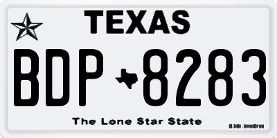 TX license plate BDP8283
