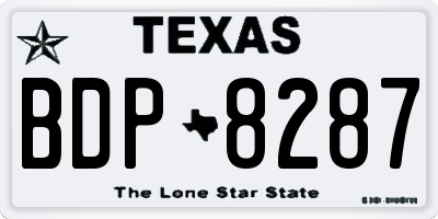 TX license plate BDP8287