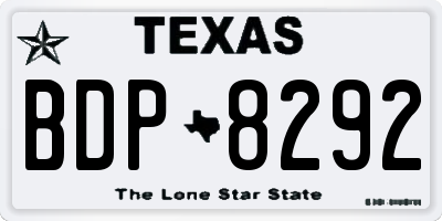 TX license plate BDP8292